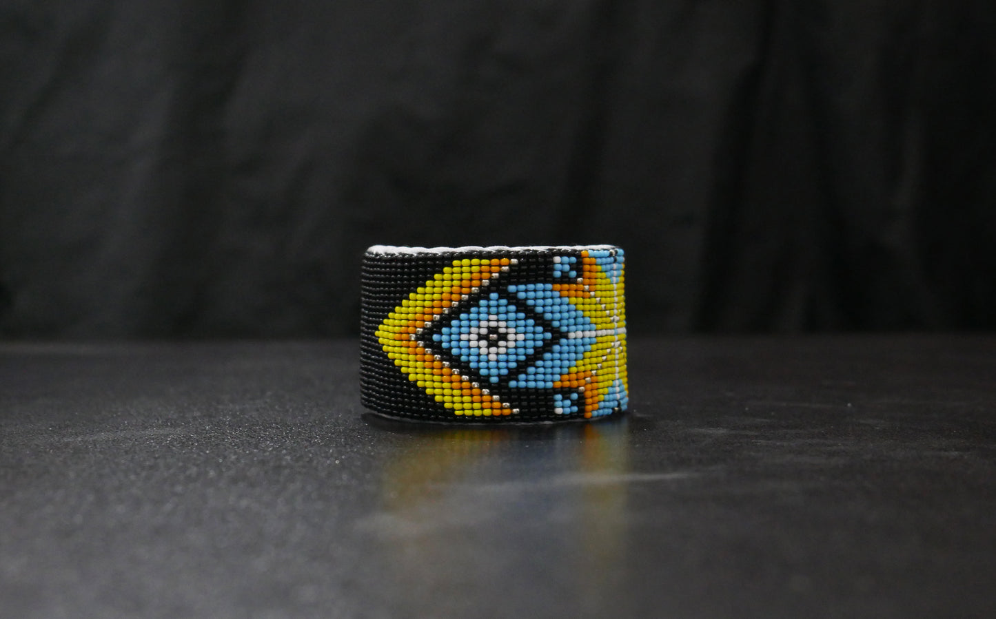 Yellow Star Beaded Cuff Bracelet native American seed beads Adjustable cuff bracelet (Handmade)