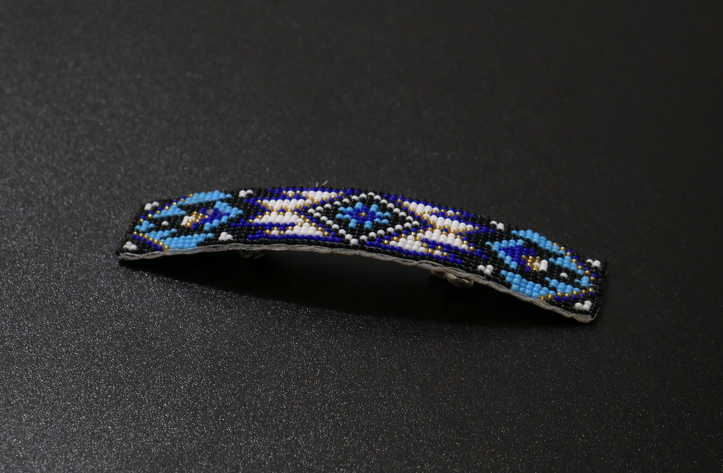 Blue & Black Beaded Hair Clips Native American Handmade Beaded Hair Baw Beaded Barrette (Copy)