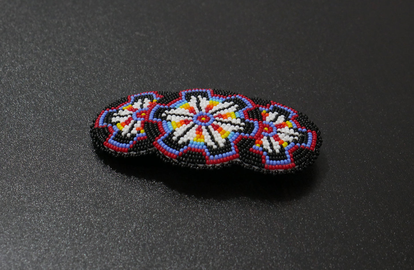 Black Beaded Hair Clips Native American Handmade Beaded Hair Baw Beaded Barrette