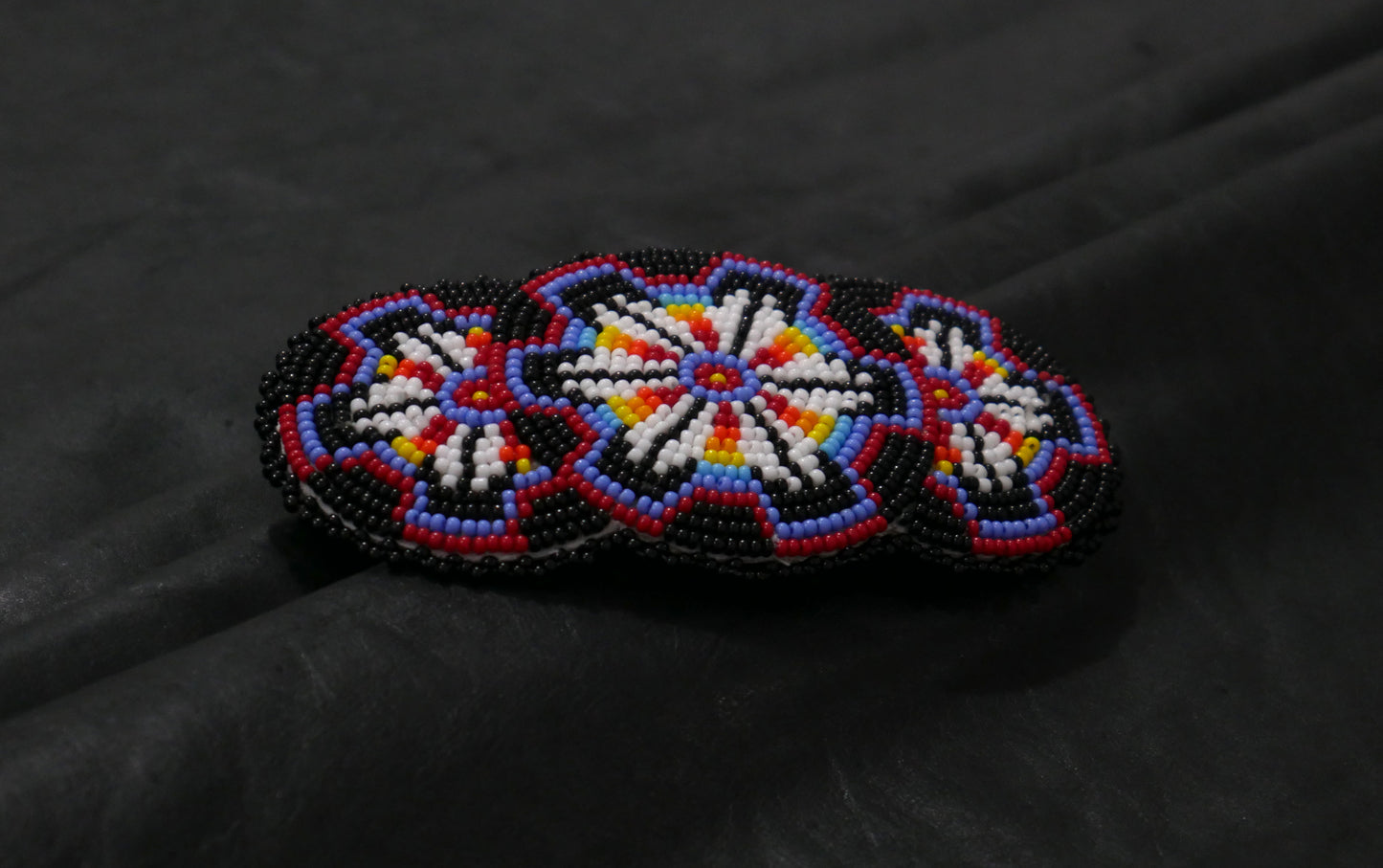 Black Beaded Hair Clips Native American Handmade Beaded Hair Baw Beaded Barrette