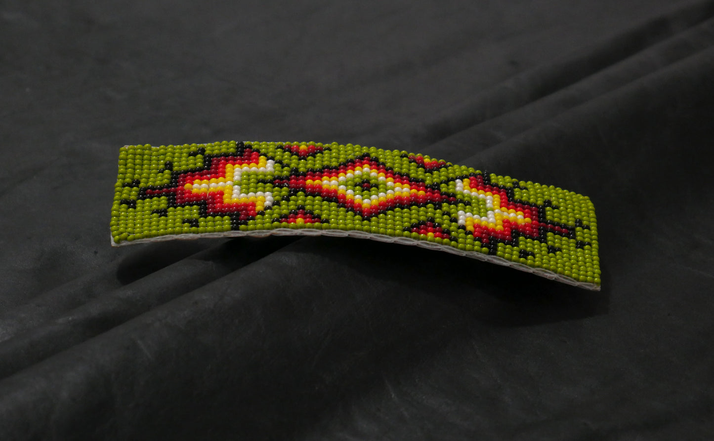 Green Geometric Beaded Hair Clips Native American Handmade Beaded Hair Baw Beaded Barrette
