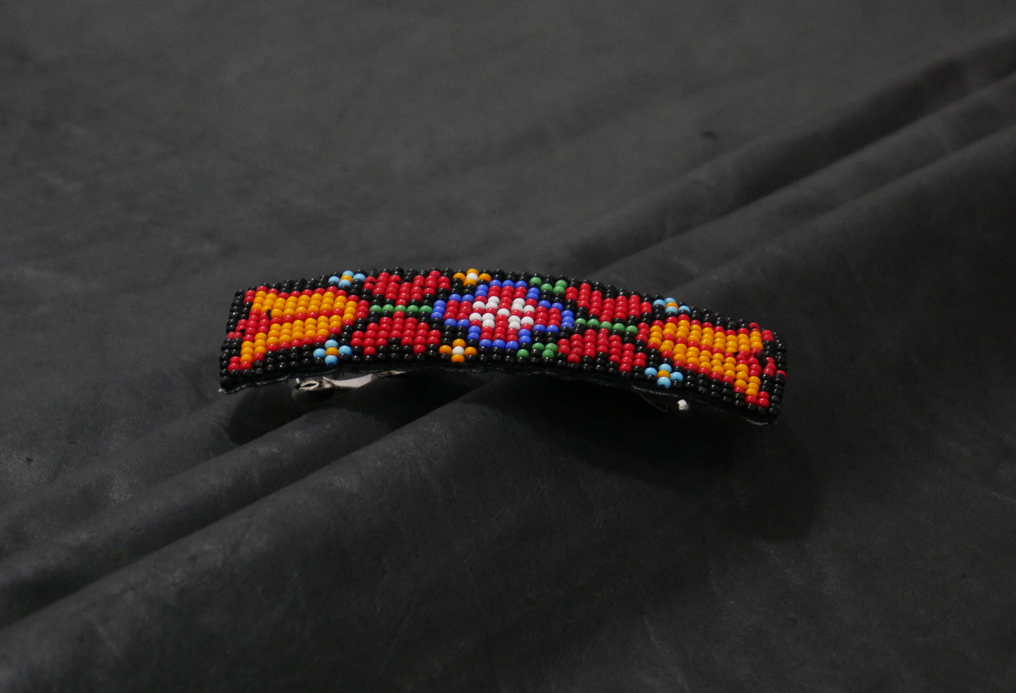 Black Flower Beaded Hair Clips Native American Handmade Beaded Hair Baw Beaded Barrette