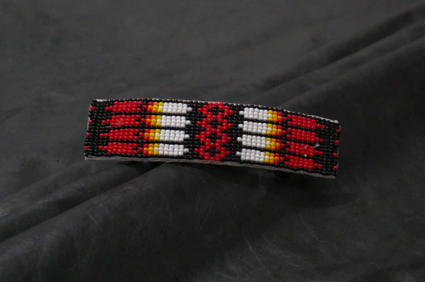Black & Red Beaded Hair Clips Native American Handmade Beaded Hair Baw Beaded Barrette
