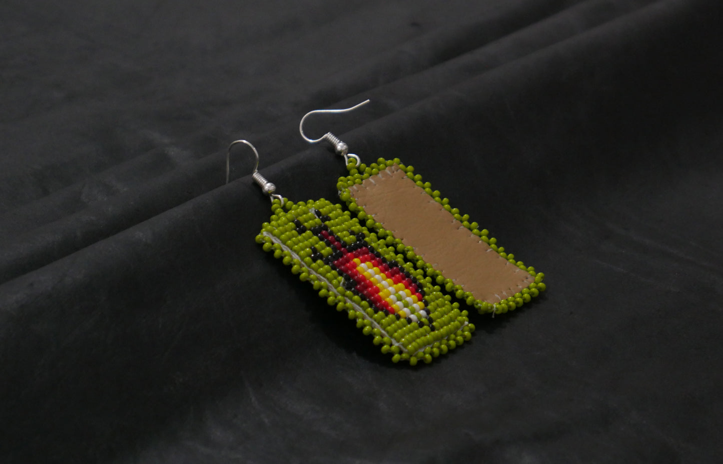Green Geometric Beaded Hair Clips Native American Handmade Beaded Hair Baw Beaded Barrette
