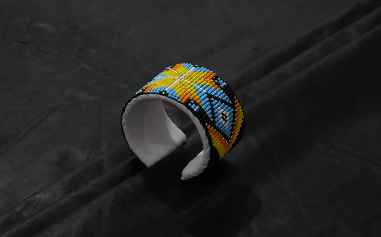 Yellow Star Beaded Cuff Bracelet native American seed beads Adjustable cuff bracelet (Handmade)