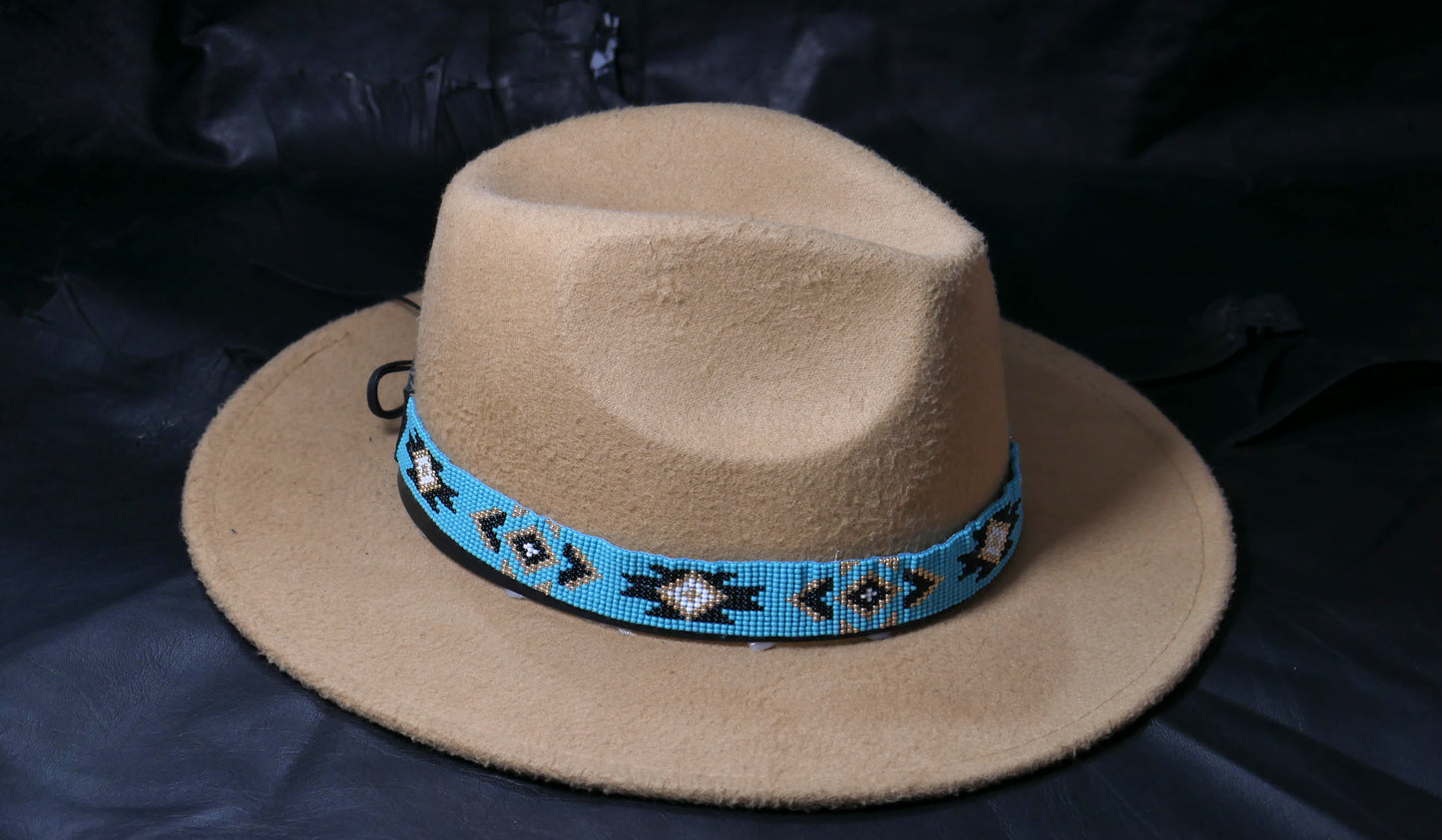 Beaded Hat Band Native American Southwestern Cowboy Rode Handmade Head/Hat Band
