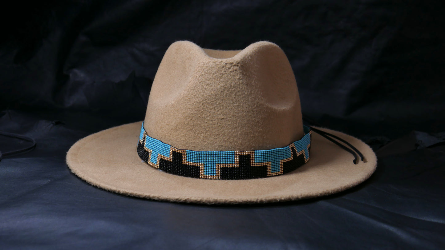 Beaded Hat Band Native American Southwestern Cowboy Rode Handmade Head/Hat Band