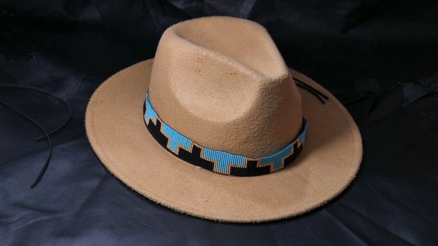 Beaded Hat Band Native American Southwestern Cowboy Rode Handmade Head/Hat Band