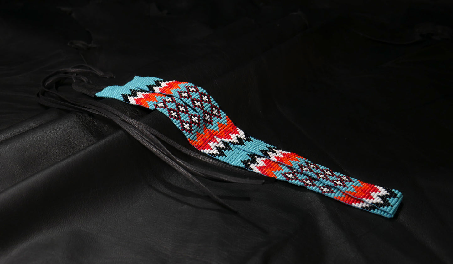 Beaded Hat Band Native American Southwestern Cowboy Rode Handmade Head/Hat Band