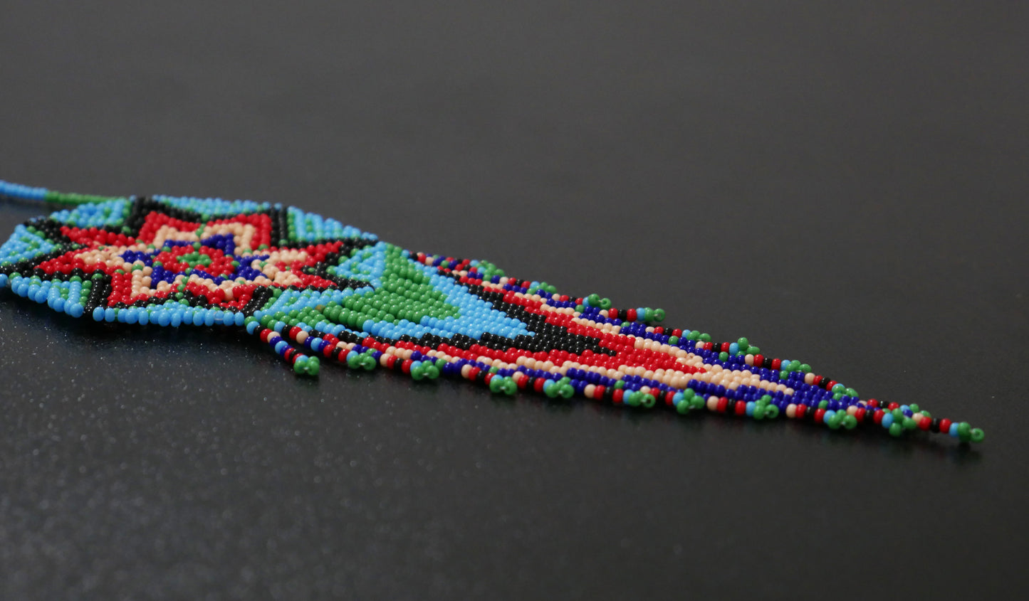 Sky-Blue Multi-Color Native American Star Beaded Medallion Necklace ( Handmade )