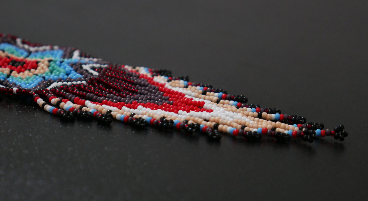Multi-Color Native American Star Beaded Medallion Necklace ( Handmade )