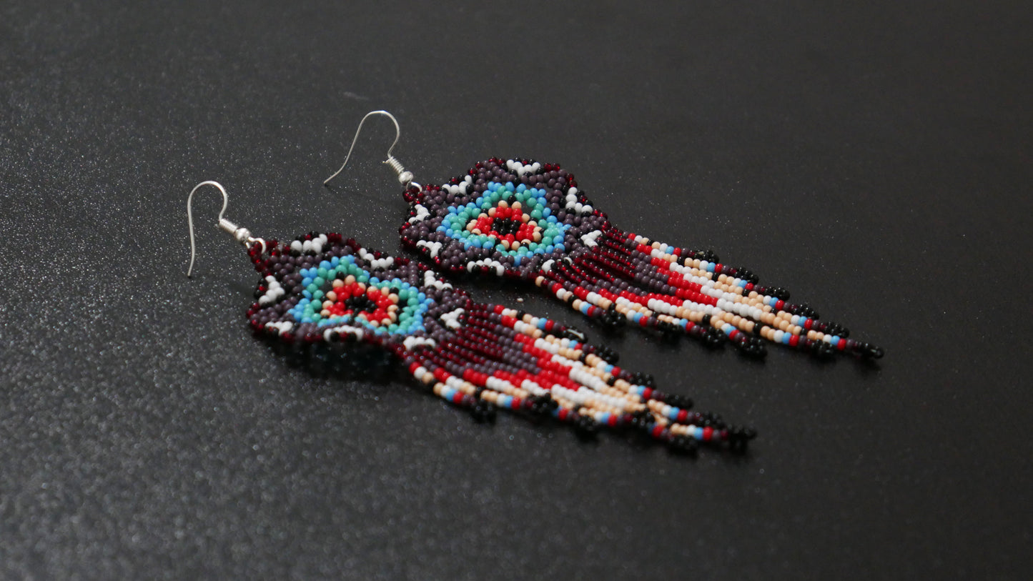 Multi-Color Native American Star Beaded Medallion Necklace ( Handmade )