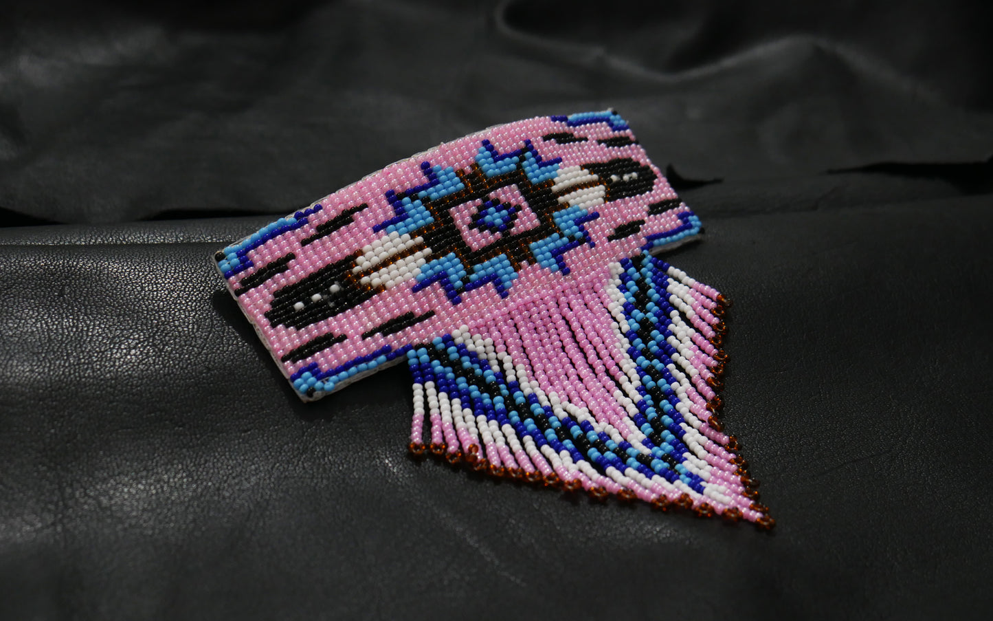 Pink Star Feather Beaded Hair Clips Native American Handmade Beaded Hair Baw Beaded Barrette