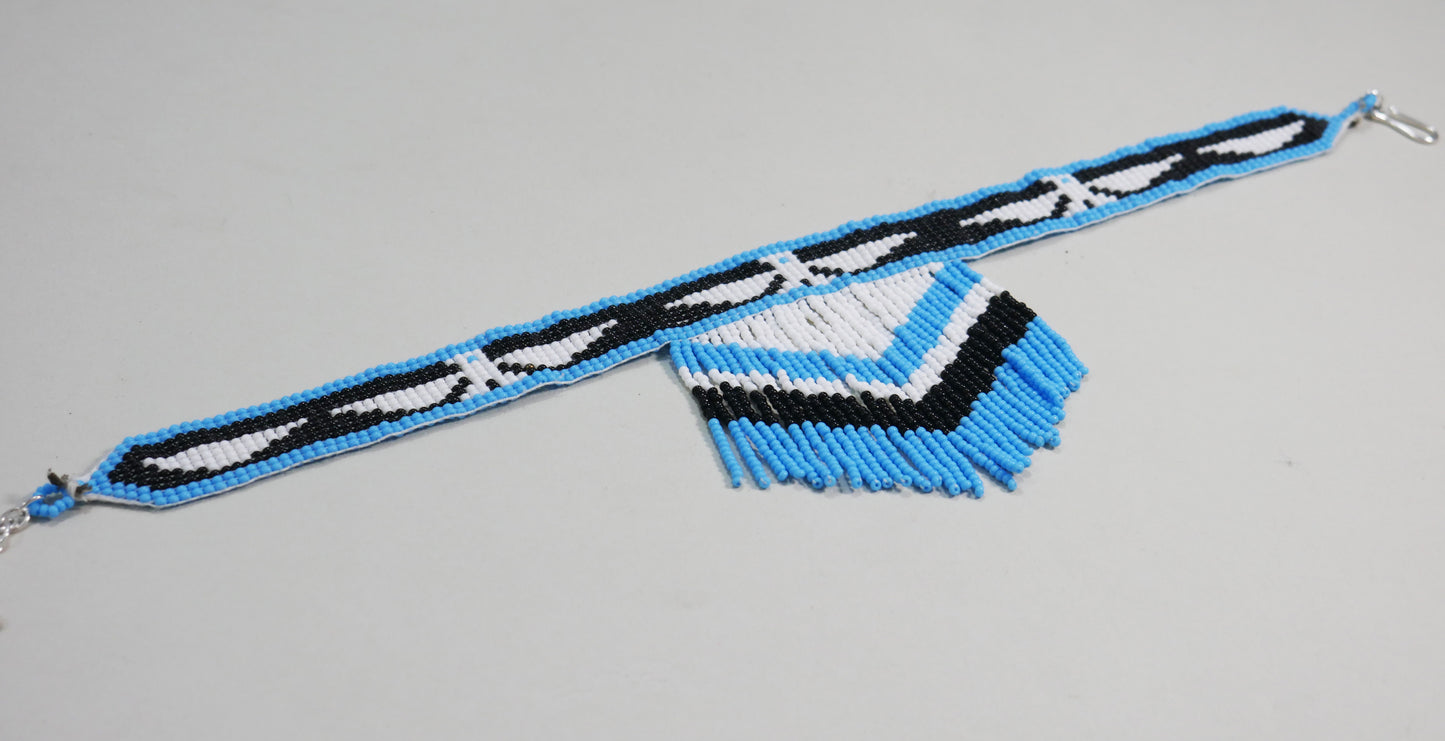 Black & White Native American Beaded Choker ( Handmade )