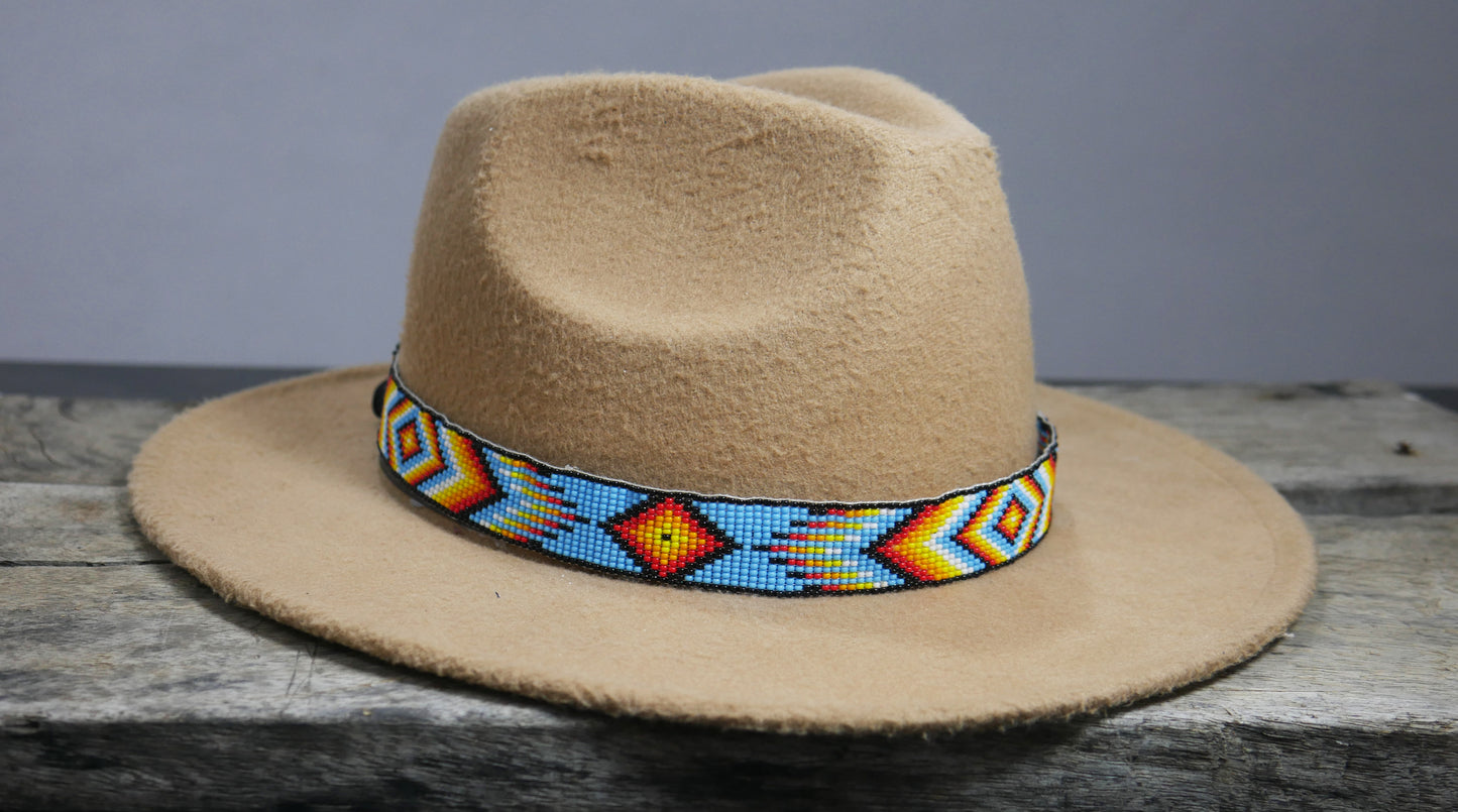 Beaded Hat Band Native American Southwestern Cowboy Rode Handmade Head/Hat Band