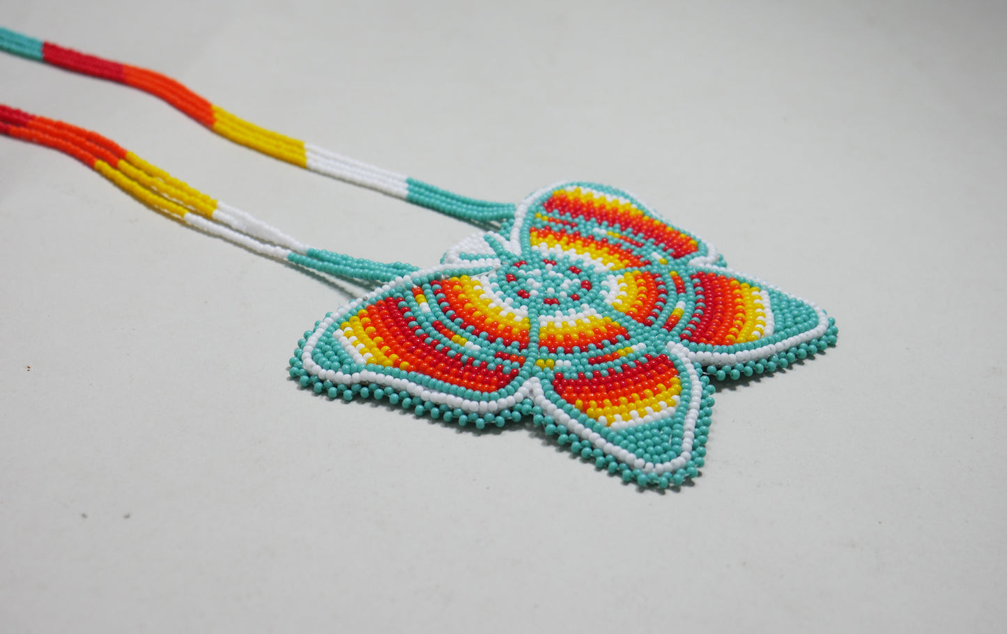 Turquoise Native American Butterfly Beaded Medallion Necklace ( Handmade )