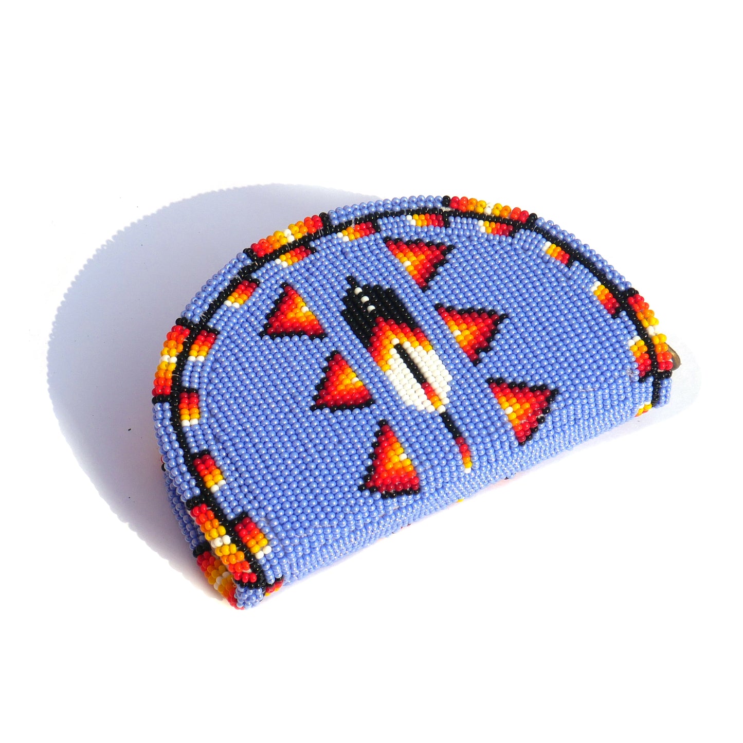 Light Blue Feather Native American Beaded Coin Purse, Change Purse For Women, Zippered Change Pouch Wallet, Small Leather Pouch, designer key pouch