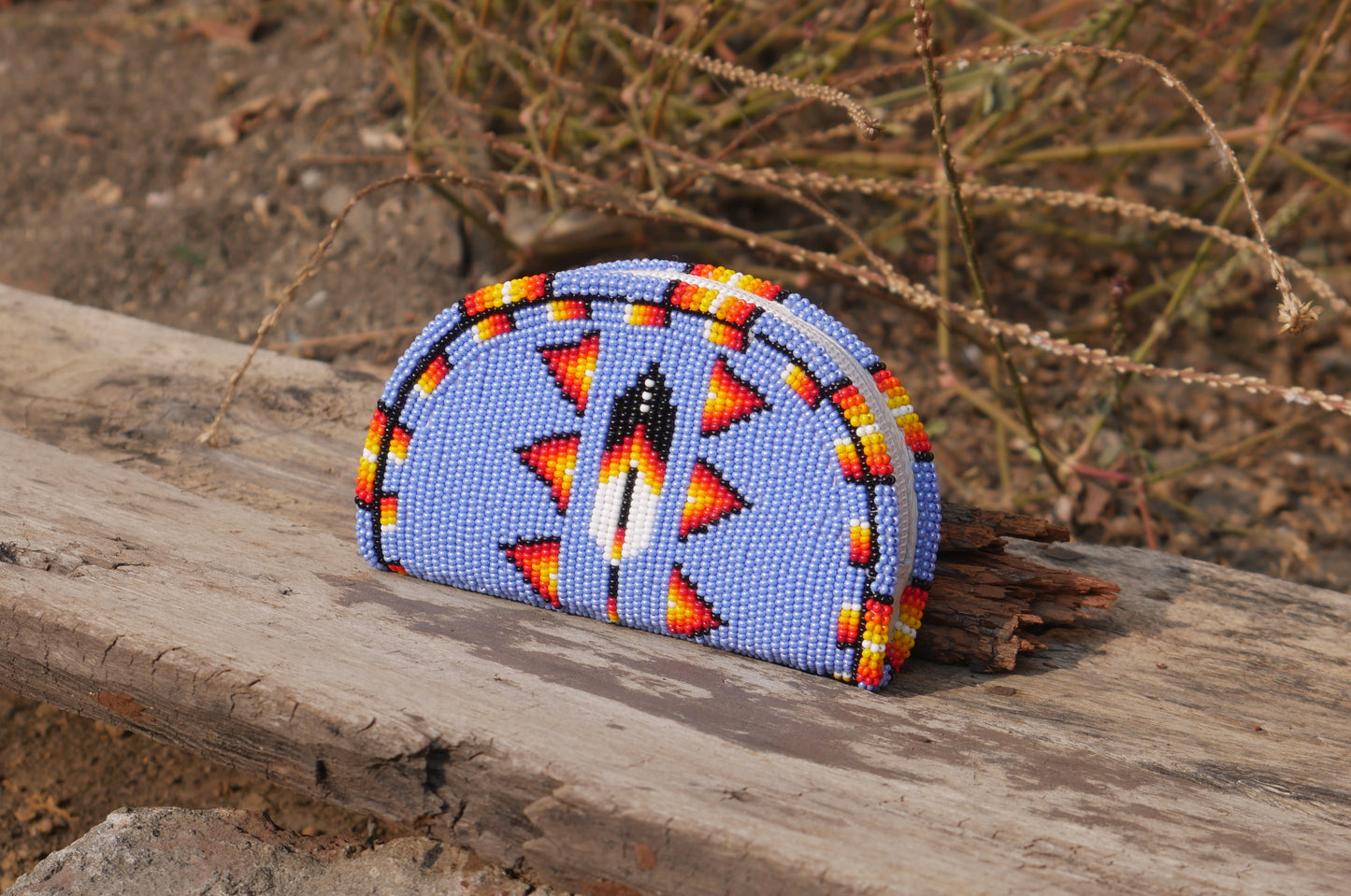 Light Blue Feather Native American Beaded Coin Purse, Change Purse For Women, Zippered Change Pouch Wallet, Small Leather Pouch, designer key pouch