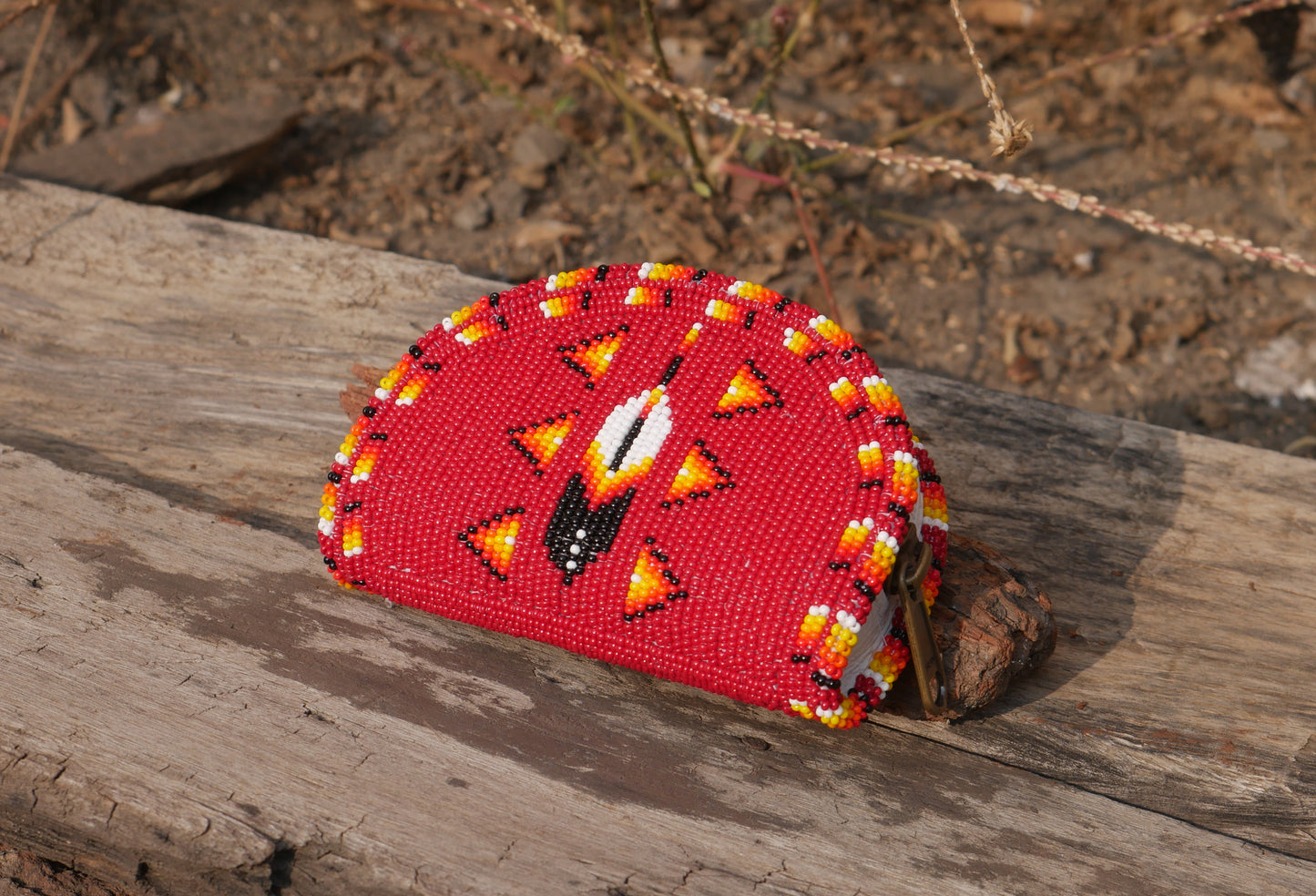 Black Native American Beaded Coin Purse, Change Purse For Women, Zippered Change Pouch Wallet, Small Leather Pouch, designer key pouch