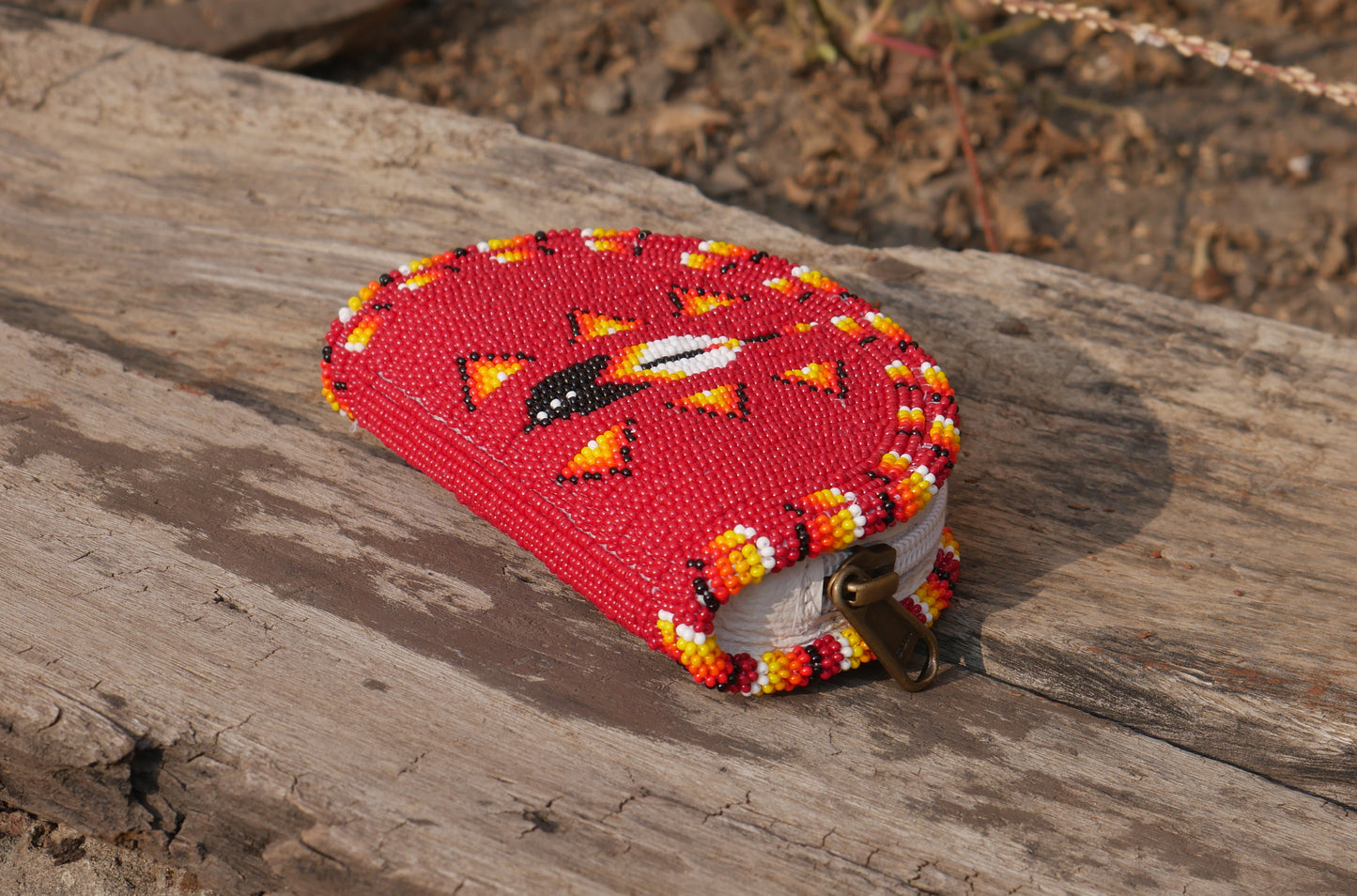 Black Native American Beaded Coin Purse, Change Purse For Women, Zippered Change Pouch Wallet, Small Leather Pouch, designer key pouch