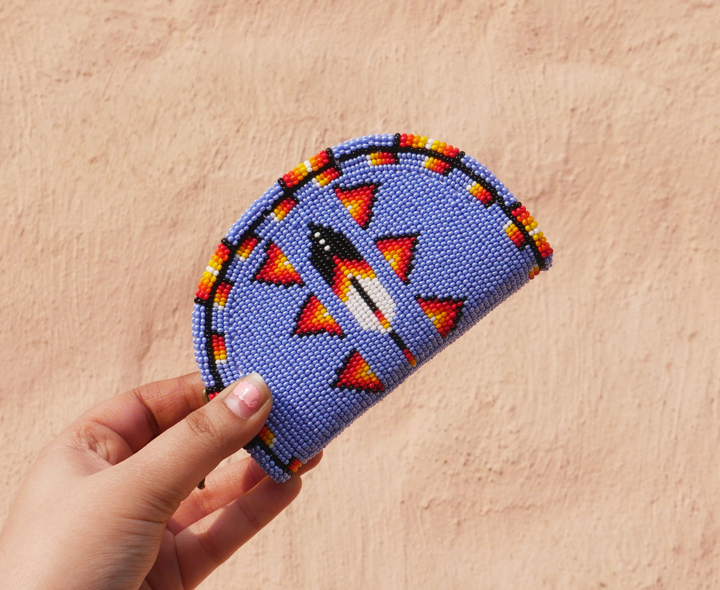 Light Blue Feather Native American Beaded Coin Purse, Change Purse For Women, Zippered Change Pouch Wallet, Small Leather Pouch, designer key pouch