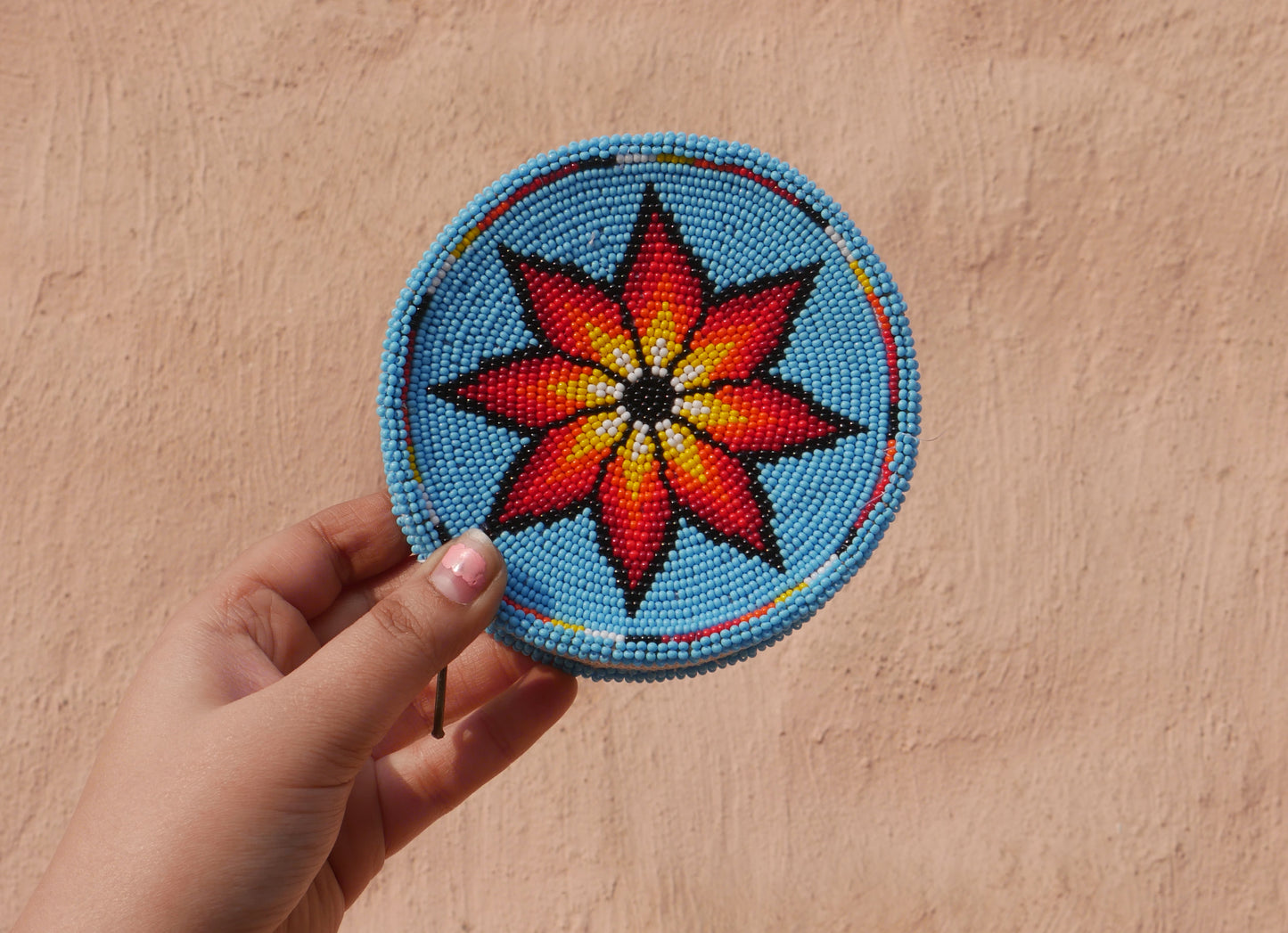 sky-Blue Star Native American Beaded Coin Purse, Change Purse For Women, Zippered Change Pouch Wallet, Small Leather Pouch, designer key pouch