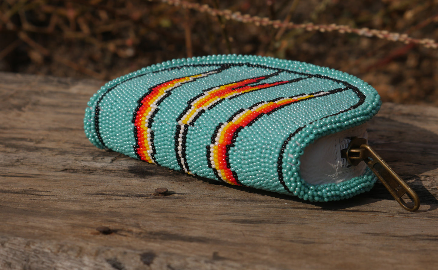 Turquoise Native American Beaded Coin Purse, Change Purse For Women, Zippered Change Pouch Wallet, Small Leather Pouch, designer key pouch
