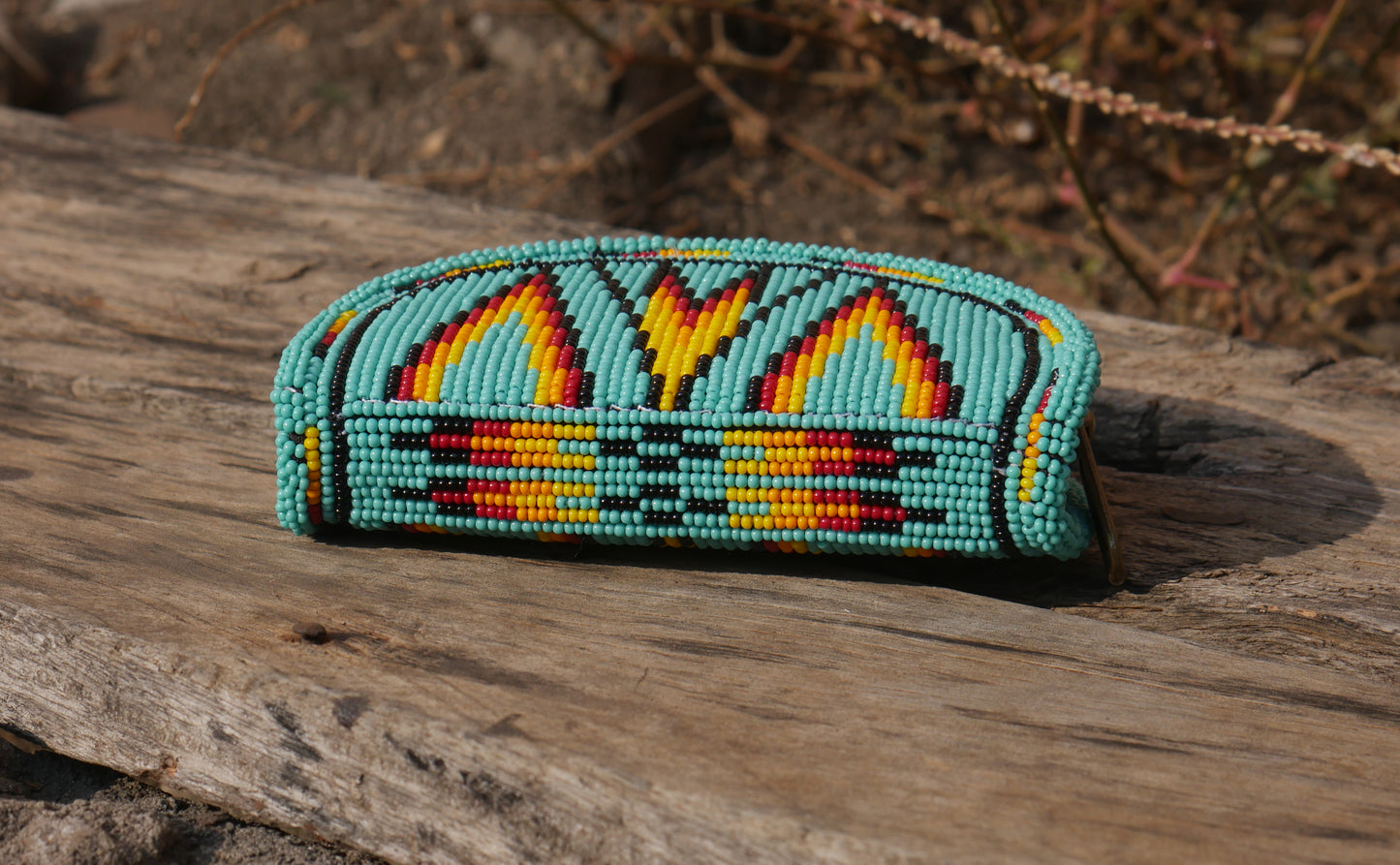 Turquoise Native American Beaded Coin Purse, Change Purse For Women, Zippered Change Pouch Wallet, Small Leather Pouch, designer key pouch