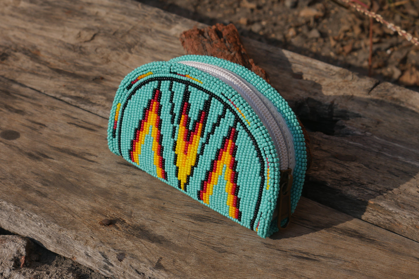 Turquoise Native American Beaded Coin Purse, Change Purse For Women, Zippered Change Pouch Wallet, Small Leather Pouch, designer key pouch
