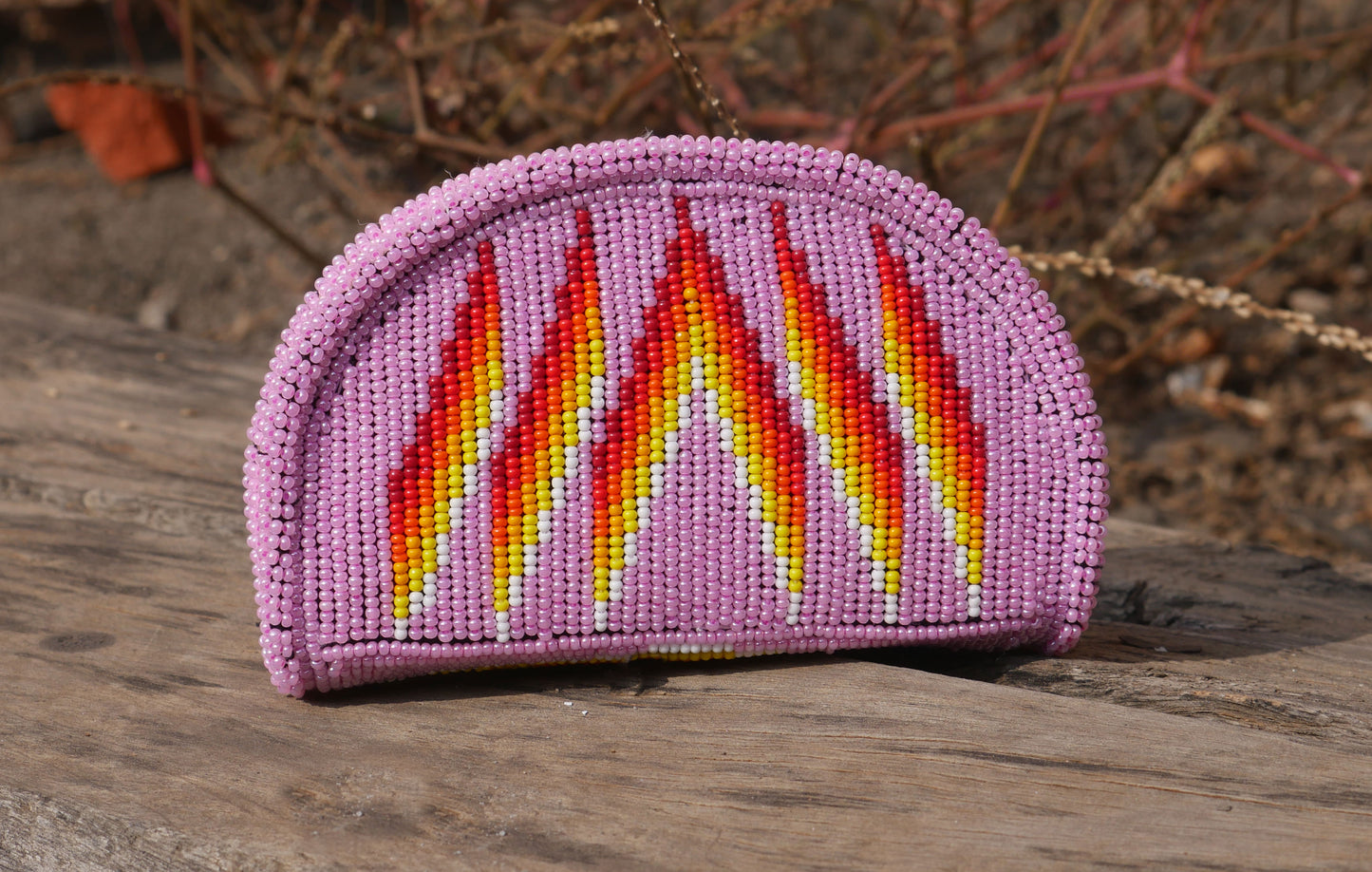 Pink Native American Beaded Coin Purse, Change Purse For Women, Zippered Change Pouch Wallet, Small Leather Pouch, designer key pouch