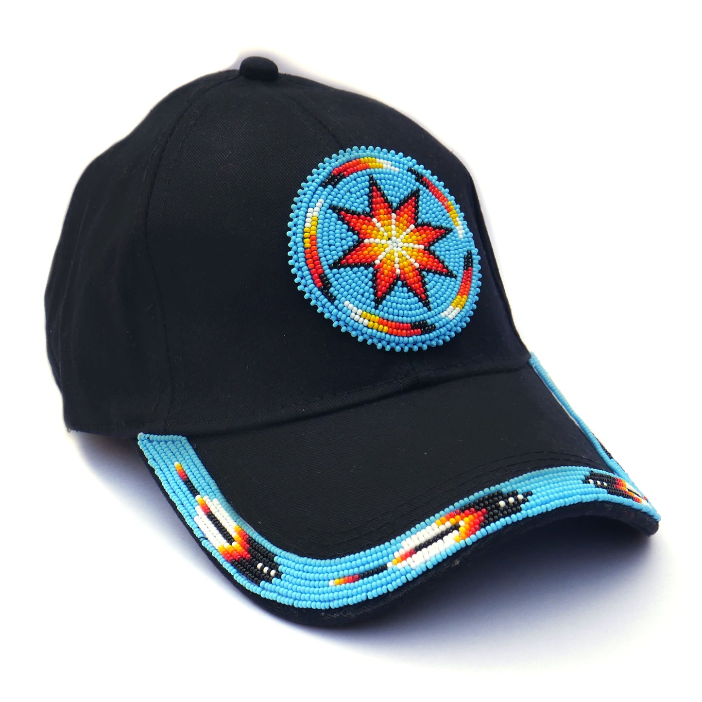 Native American Style Baseball Cap - Beaded Trucker Hat for Men