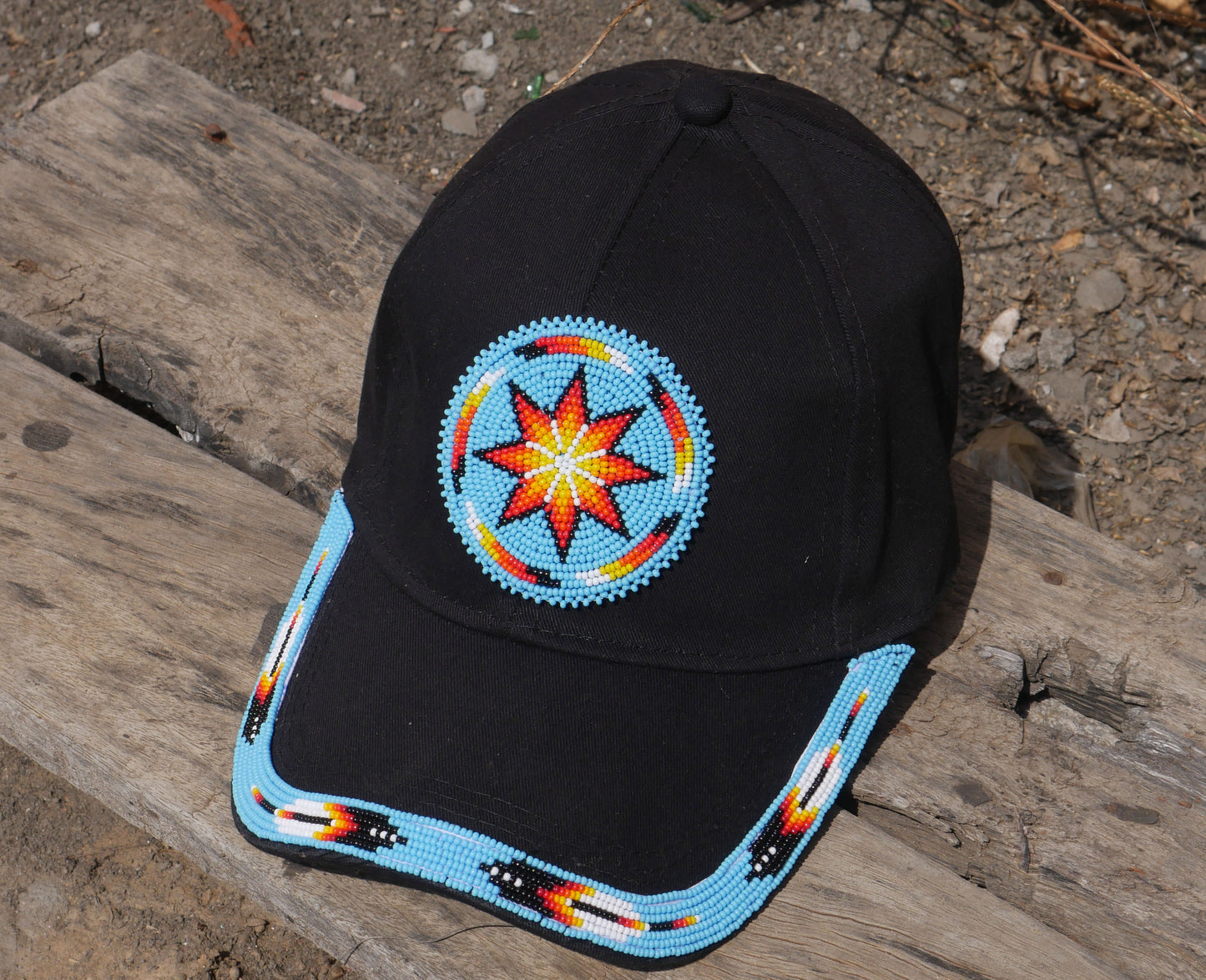 Native American Style Baseball Cap - Beaded Trucker Hat for Men