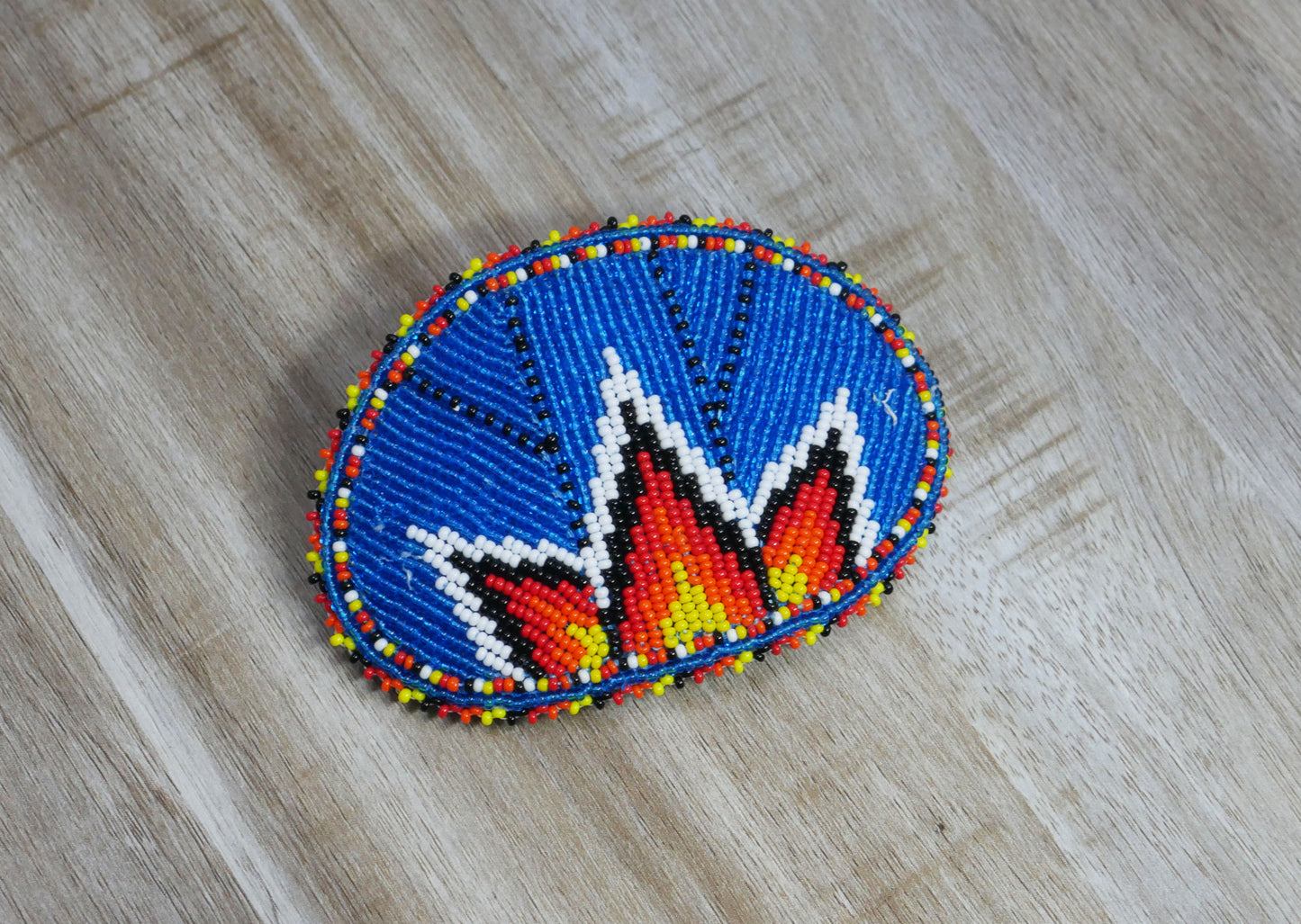 Trans Blue Geometric Beaded Hair Clips Native American Handmade Beaded Hair Baw Beaded Barrette