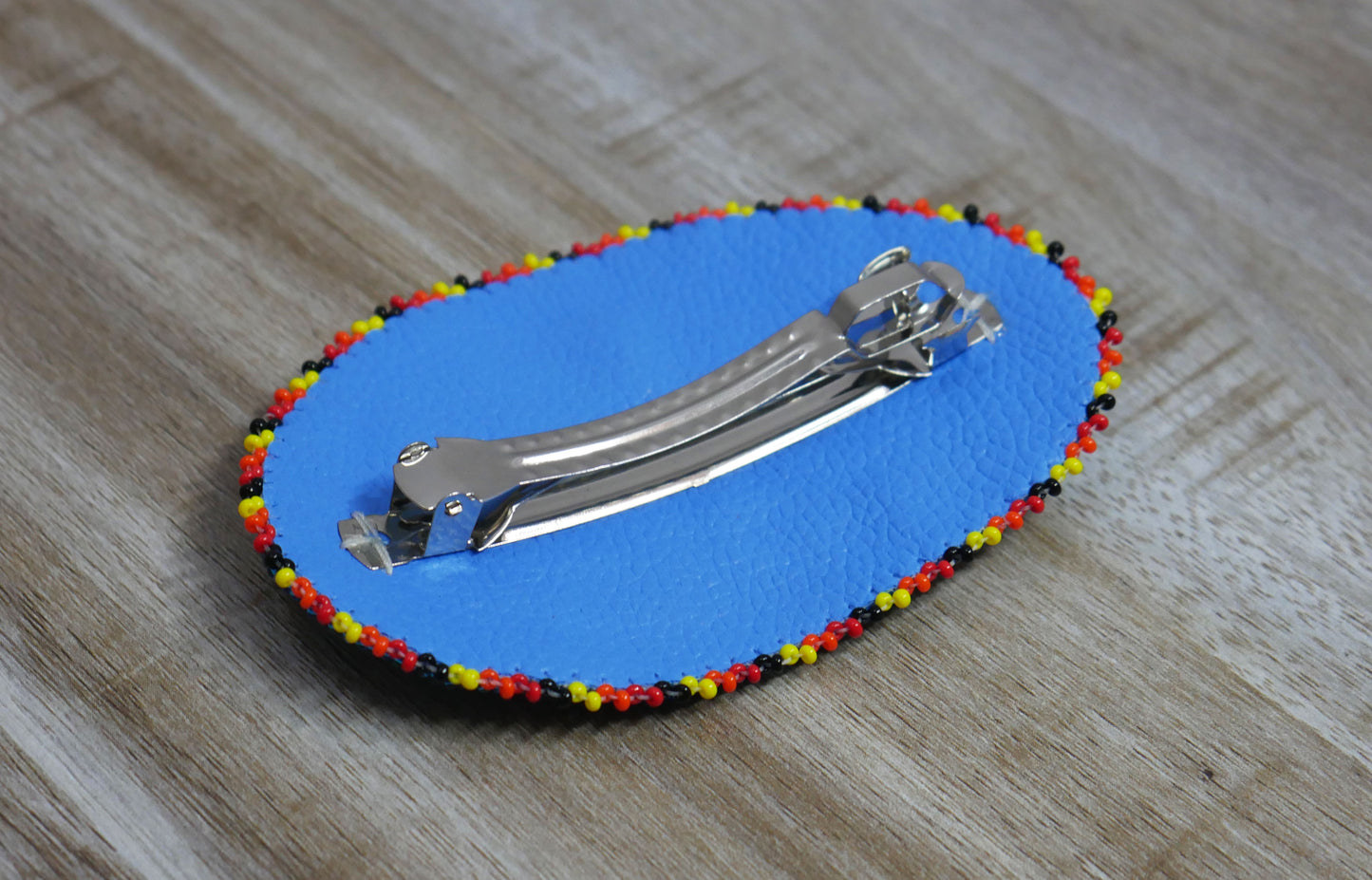 Trans Blue Geometric Beaded Hair Clips Native American Handmade Beaded Hair Baw Beaded Barrette