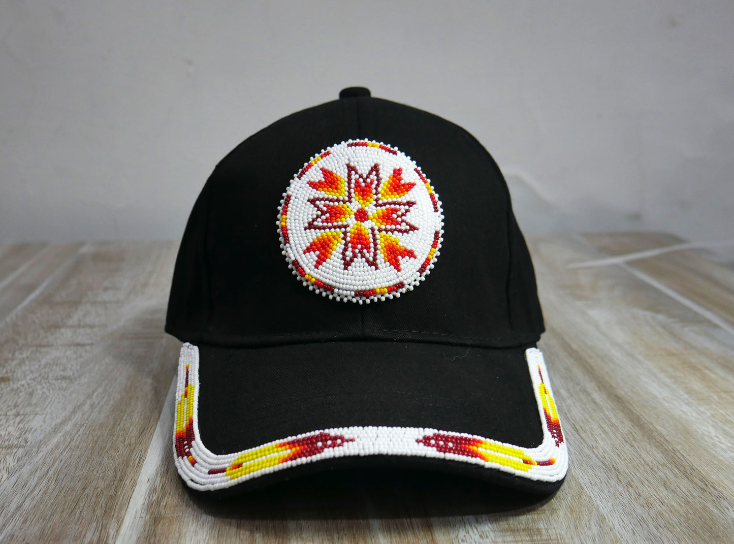Native American Style Baseball Cap - Beaded Trucker Hat for Men