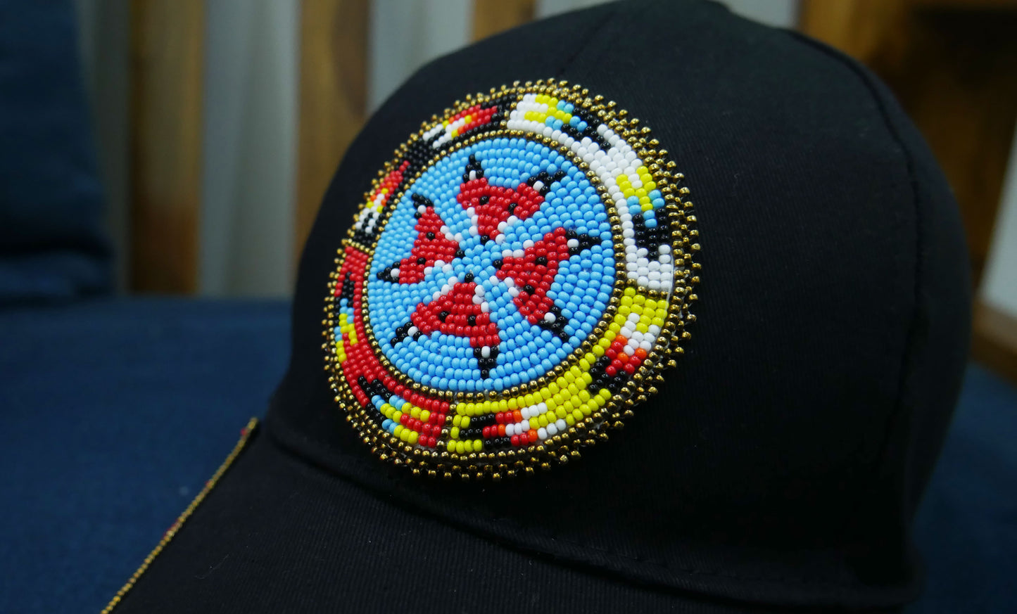 Native American Style Baseball Cap - Beaded Trucker Hat for Men