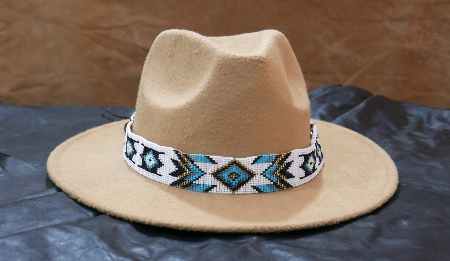 Beaded Hat Band Native American Southwestern Cowboy Rode Handmade Head/Hat Band