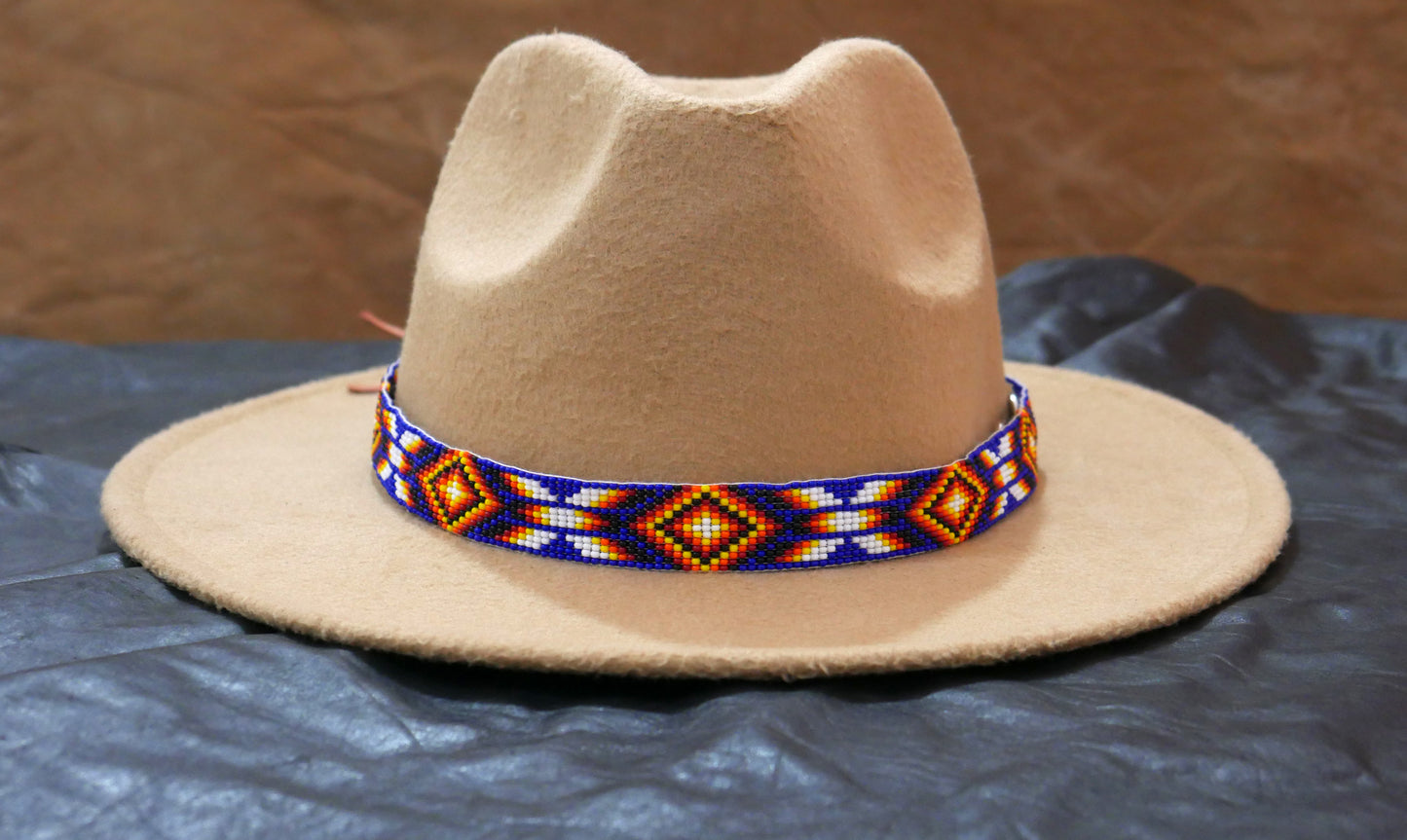 Beaded Hat Band Native American Southwestern Cowboy Rode Handmade Head/Hat Band