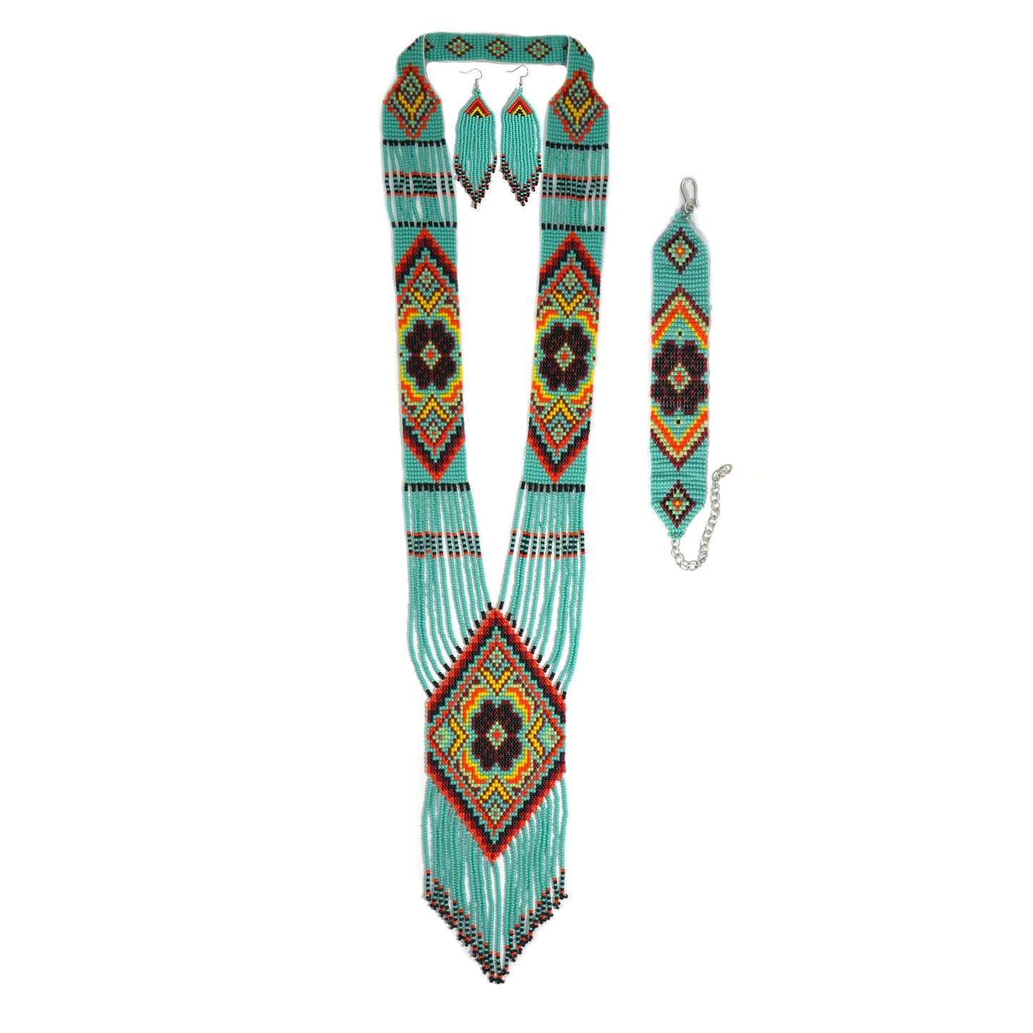 Turquoise Native American Beaded Necklace ( Handmade )