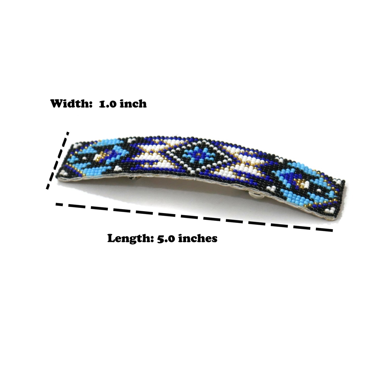 Blue & Black Beaded Hair Clips Native American Handmade Beaded Hair Baw Beaded Barrette (Copy)