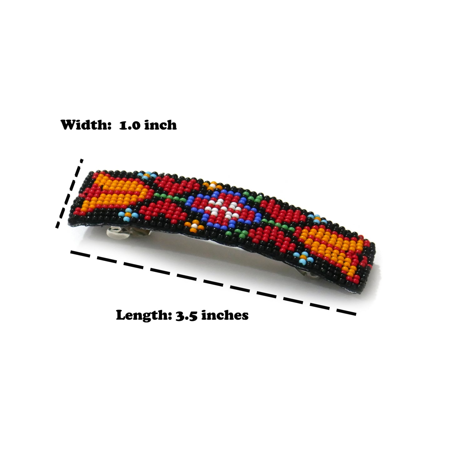 Black Flower Beaded Hair Clips Native American Handmade Beaded Hair Baw Beaded Barrette