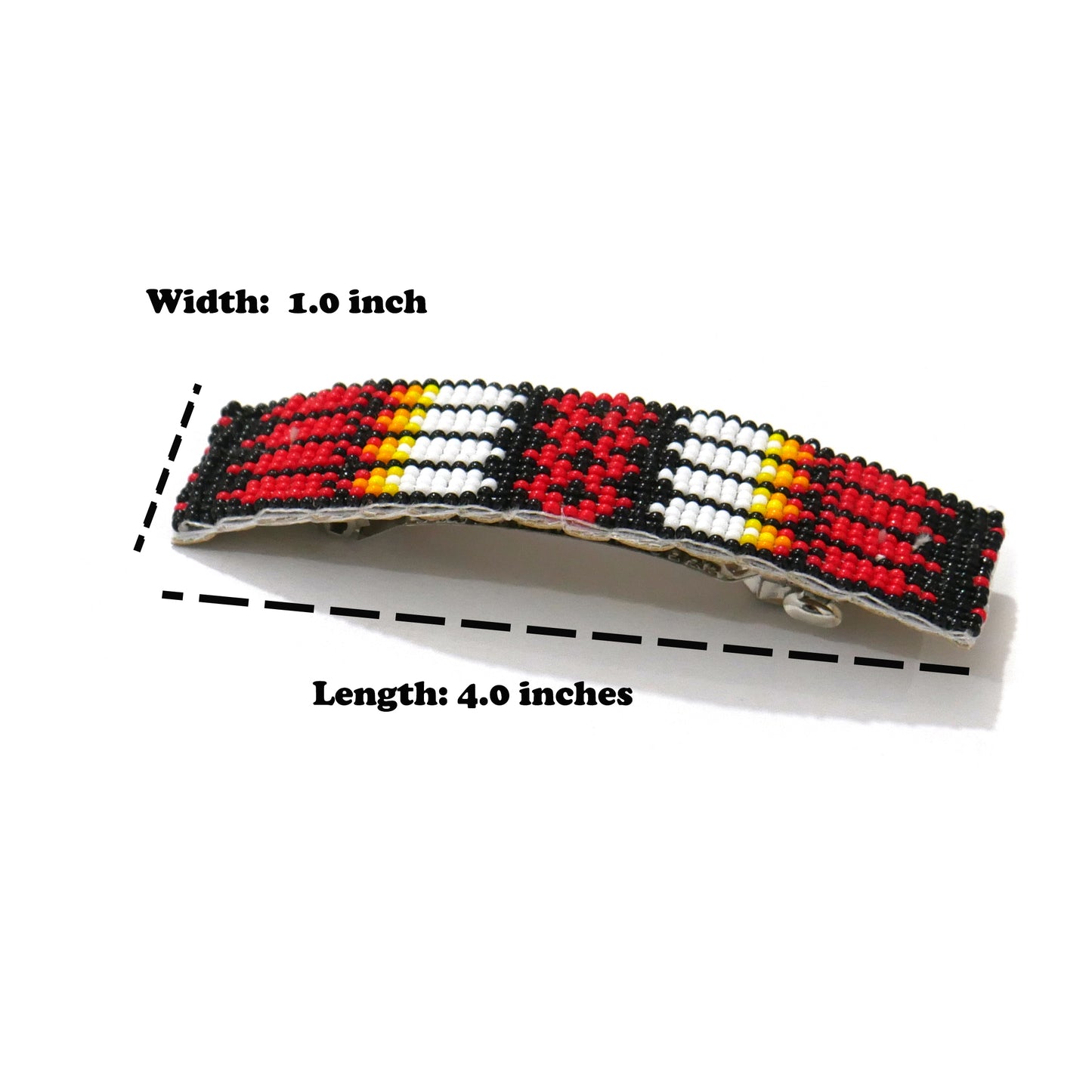 Black & Red Beaded Hair Clips Native American Handmade Beaded Hair Baw Beaded Barrette
