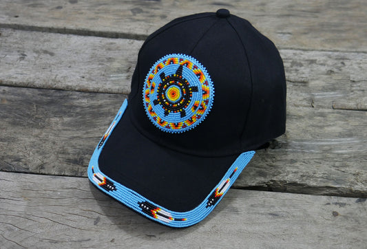Native American Style Baseball Cap - Beaded Trucker Hat for Men