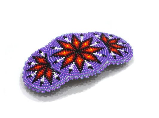 Trans Purple star Beaded Hair Clips Native American Handmade Beaded Hair Baw Beaded Barrette