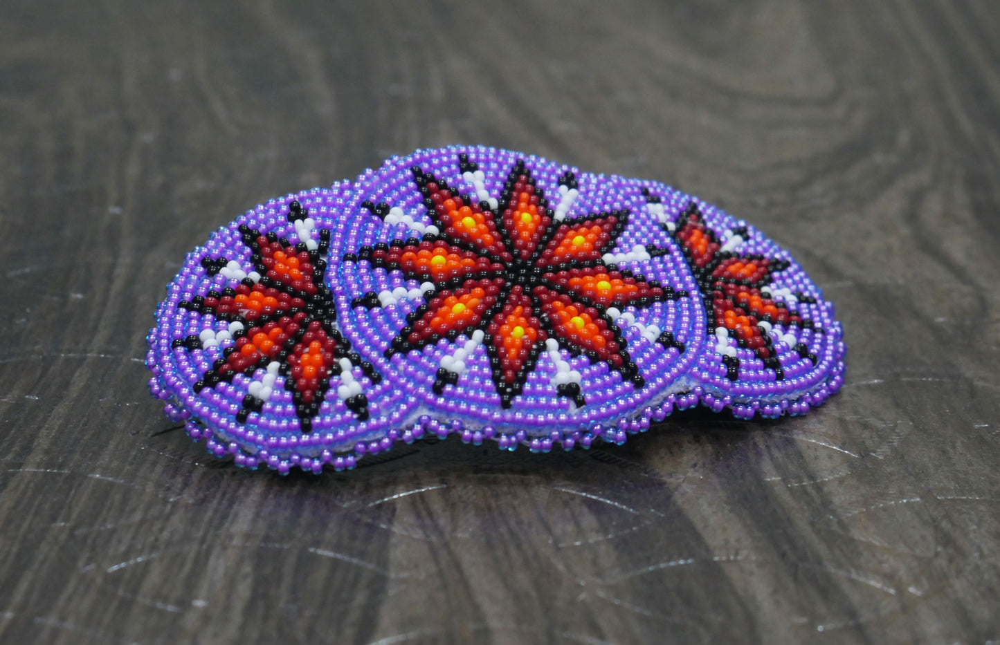 Trans Purple star Beaded Hair Clips Native American Handmade Beaded Hair Baw Beaded Barrette