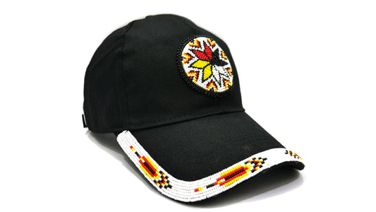 Native American Style Baseball Cap - Beaded Trucker Hat for Men