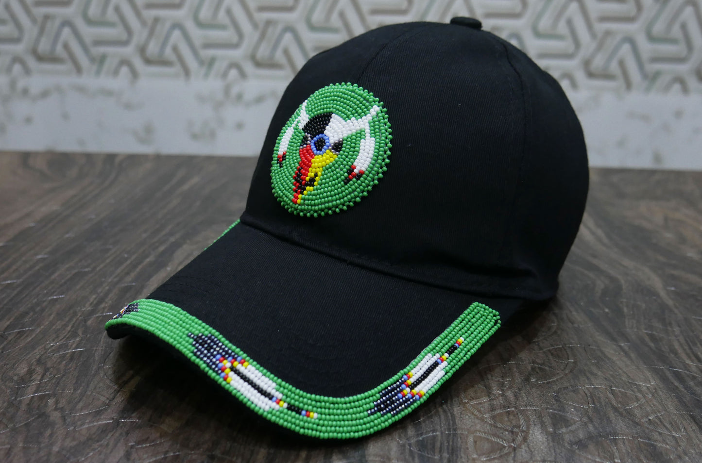 Native American Style Baseball Cap - Beaded Trucker Hat for Men