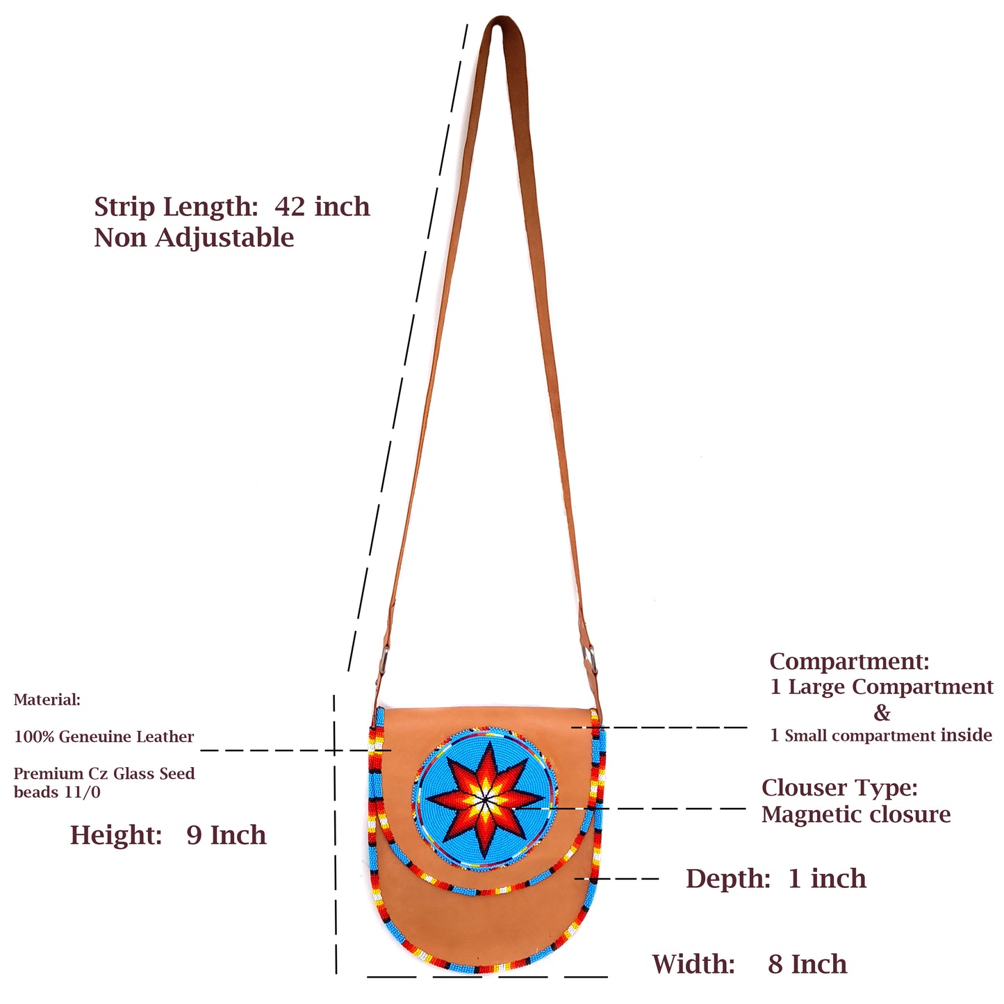 Beaded Genuine leather bags, crossbody bags, Groomsmen Gift