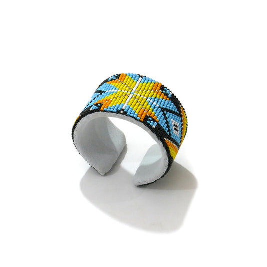 Yellow Star Beaded Cuff Bracelet native American seed beads Adjustable cuff bracelet (Handmade)