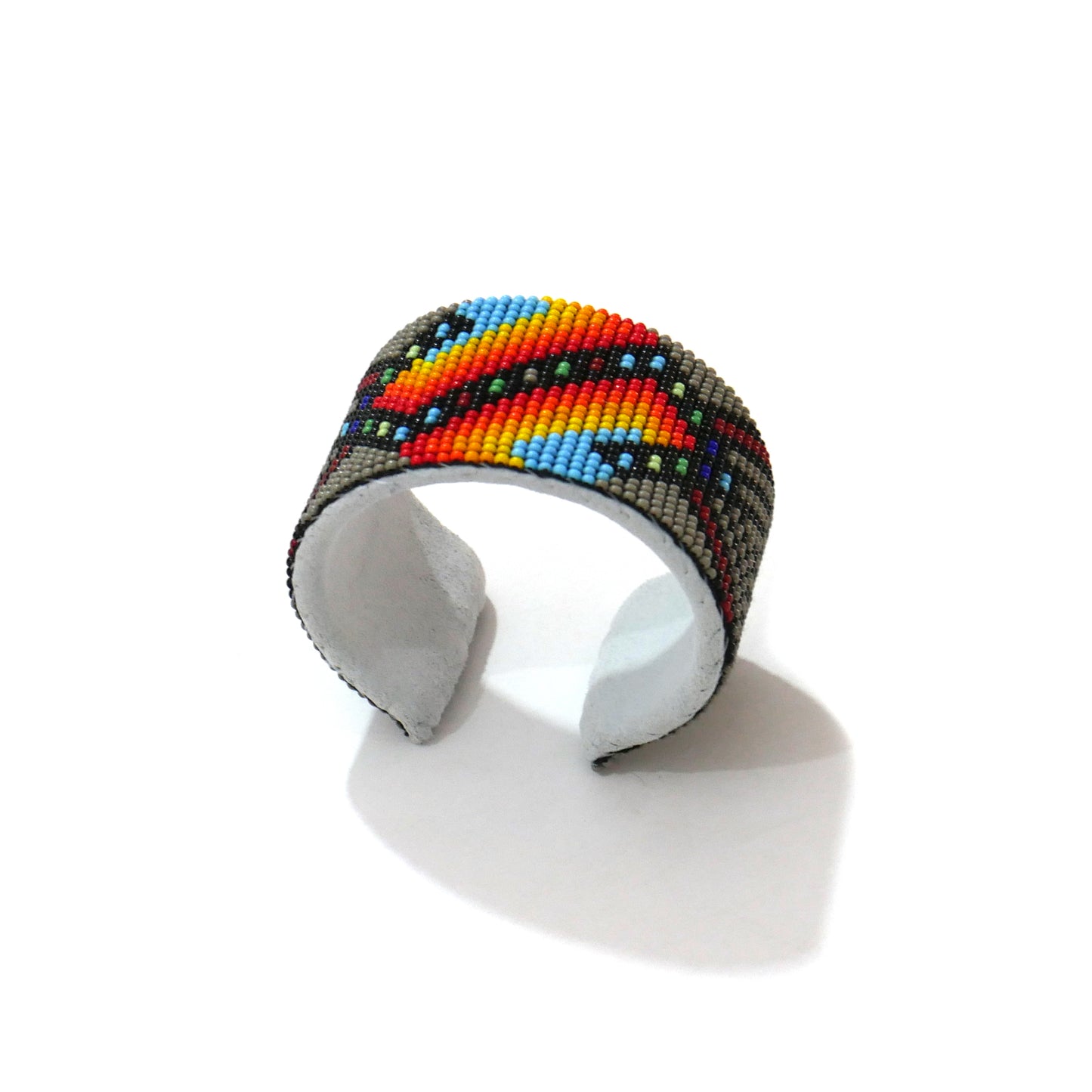 Grey Beaded Cuff Bracelet native American seed beads Adjustable cuff bracelet (Handmade)